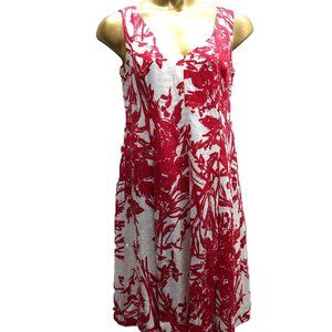 Coldwater creek linen red white sleeveless dress size 12